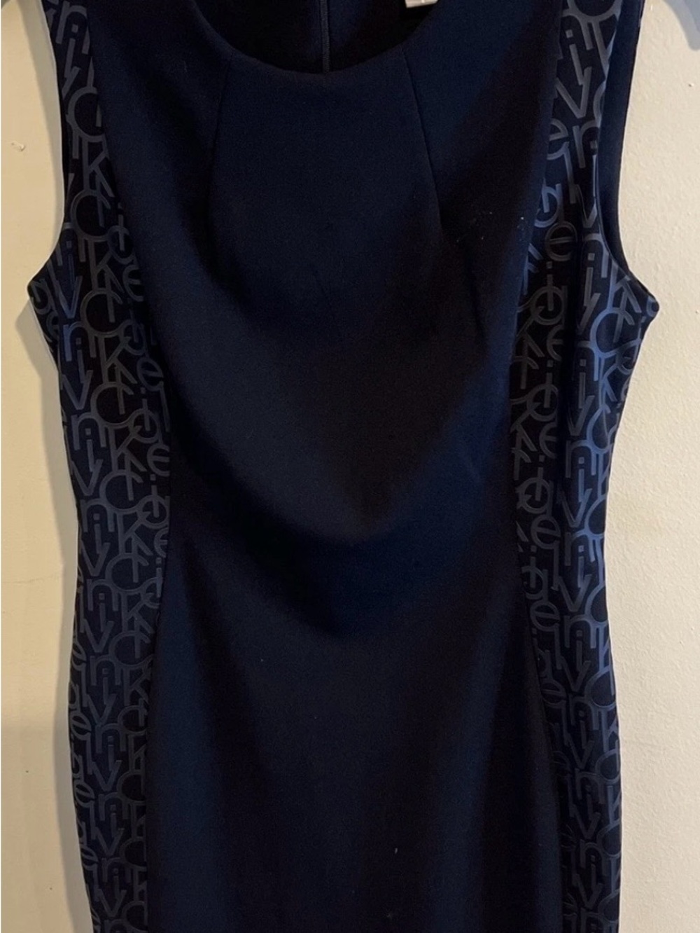 Calvin Klein Navy Midi Sheath Dress with Logo Side Panels